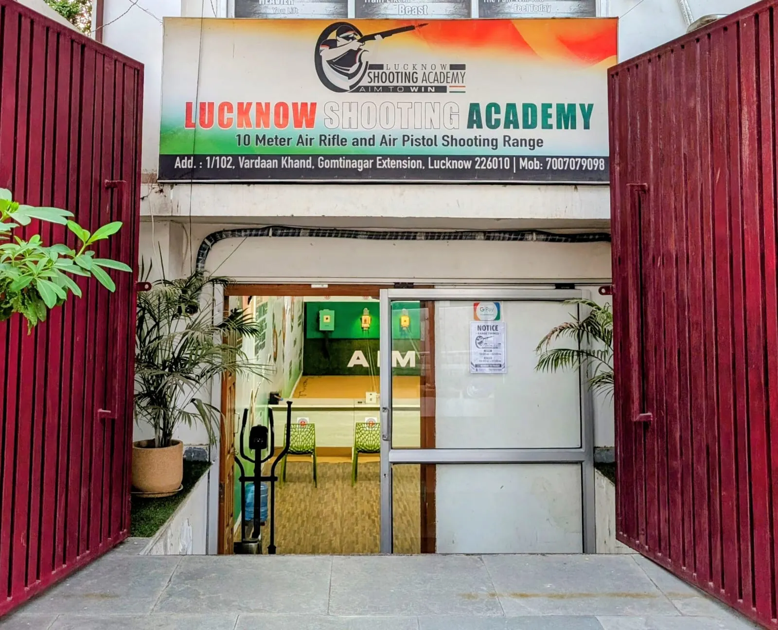 Entrance of Lucknow Shooting Academy at Vardan Khand, Gomti Nagar